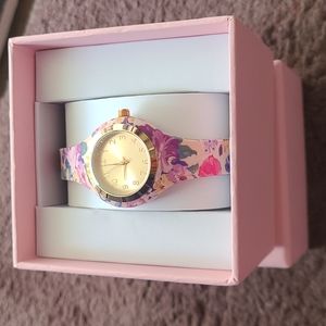 Pink Floral  Rubber Watch NWT